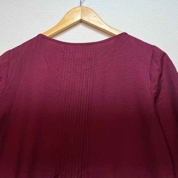 NWT J.Jill Womens A-Line Mini Babydoll Dress Small Cranberry Pintuck Casual - Picture 11 of 12